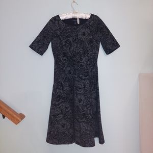 Lands End floral flocked velvet dress